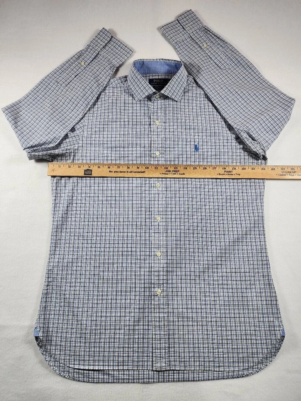 Polo Ralph Lauren Men's M Blue Plaid Cotton Stretch Button Down Shirt